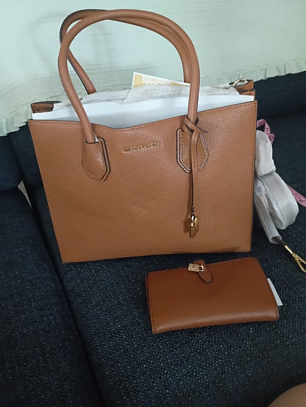 Michael Kors Studio Mercer Large Convertible Tote in Acorn Colored Leather W/ Wa